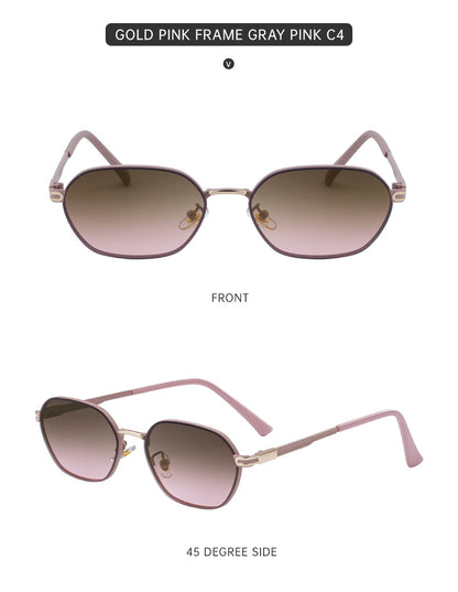 Pink Brown Gradient Lenses Chic Oval Sunglasses for Women - UV400 Protection Lightweight Metal Frame, Comfortable Design