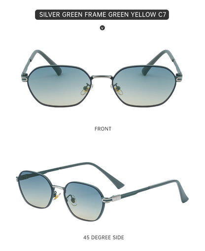 Green Gradient Lenses Chic Oval Sunglasses for Women - UV400 Protection Lightweight Metal Frame, Comfortable Design