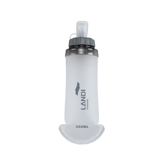 Grey and White Ultra-Lightweight 350ml Soft Running Flask - BPA-Free Collapsible TPU Water Bottle for Hiking, Cycling & Outdoor Sports