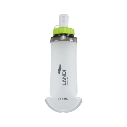 Green and White Ultra-Lightweight 350ml Soft Running Flask - BPA-Free Collapsible TPU Water Bottle for Hiking, Cycling & Outdoor Sports