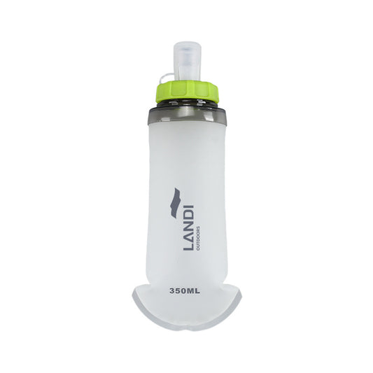 Green and White Ultra-Lightweight 350ml Soft Running Flask - BPA-Free Collapsible TPU Water Bottle for Hiking, Cycling & Outdoor Sports