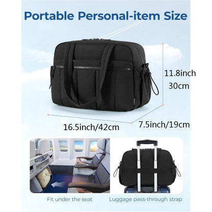 Black Versatile Carry-On Travel Duffel Bag - Airline Personal Item Size with Waterproof Wet Pocket & Trolley Sleeve