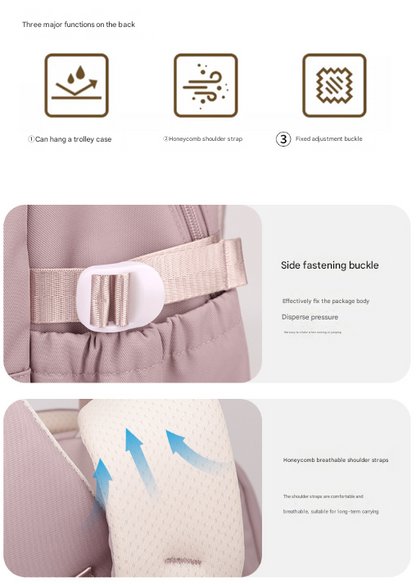 Grey Large Capacity Waterproof Student Backpack - Fits 15-Inch Laptop, Multi-Pocket Travel Daypack