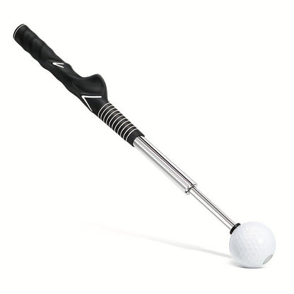 Black Pro Golf Swing Trainer - Extendable with Audible Click & Corrective Grip Aid