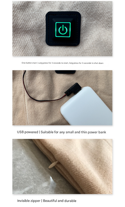 Grey USB Electric Heated Scarf - 3-Level Heat Setting Winter Neck Warmer