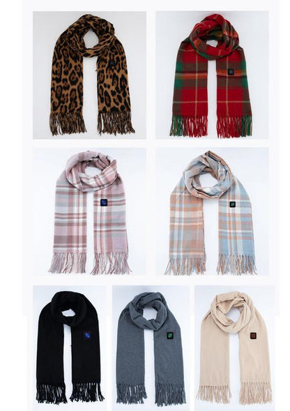 Grey USB Electric Heated Scarf - 3-Level Heat Setting Winter Neck Warmer