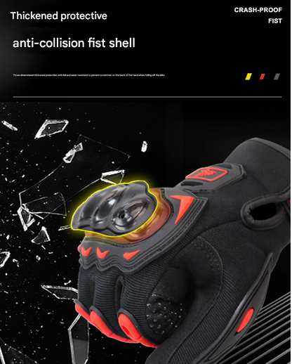 Size L Green and Black Protective Motorcycle Riding Gloves - Hard Knuckle Armour & Touchscreen Fingertips