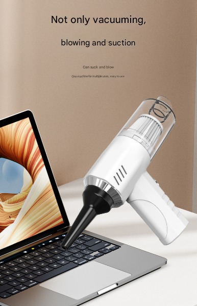 White 2-in-1 Cordless Handheld Vacuum and Air Blower - Portable & Lightweight Cleaner for Car, Home, and Pet Hair