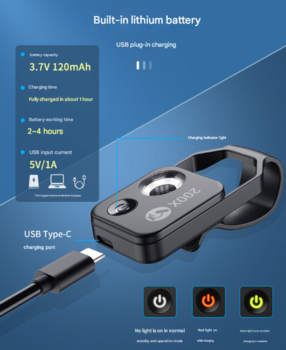 Black Portable 200X Clip-On Microscope Lens for Smartphone - HD Pocket Magnifier with CPL Filter and LED Light(excluding mobile phones)