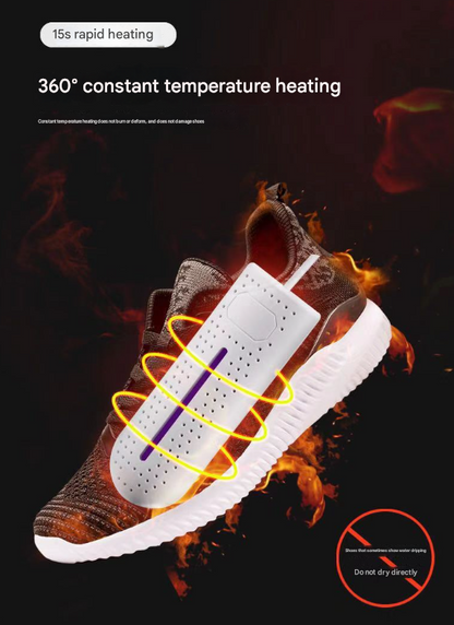 White Portable USB Shoe Dryer & Deodorizer - Constant Temperature Electric Boot Warmer with UV Sanitizer