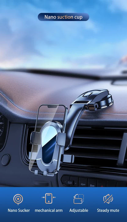 Black Universal Car Phone Mount Holder - 360° Rotation with Upgraded Suction Cup for Dashboard & Windscreen