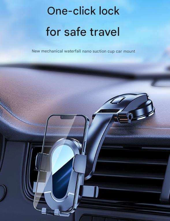 Black Universal Car Phone Mount Holder - 360° Rotation with Upgraded Suction Cup for Dashboard & Windscreen