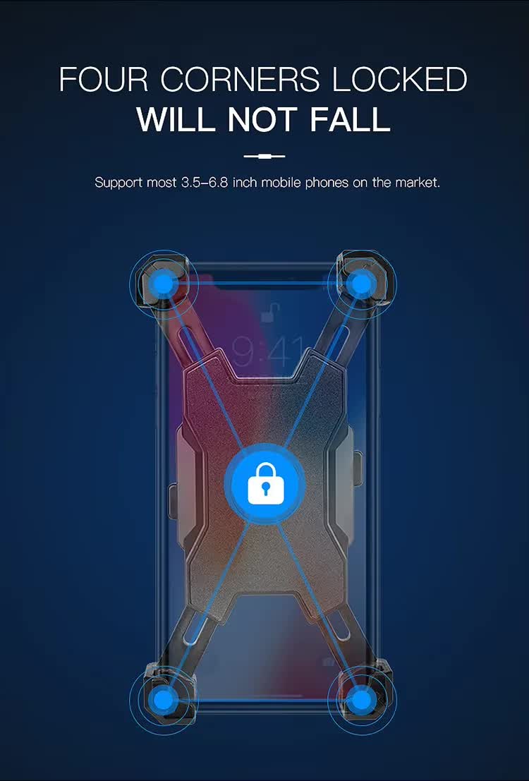 Black Secure Grip Bike Phone Mount - Adjustable 360 Rotation Bicycle Handlebar Holder, Universal Cradle for MTB & Road Cycling