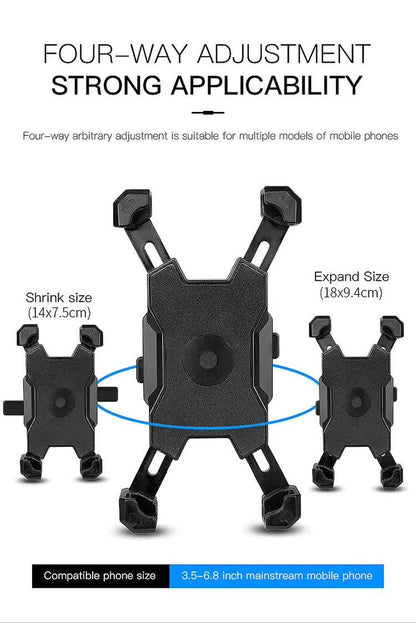 Black Secure Grip Bike Phone Mount - Adjustable 360 Rotation Bicycle Handlebar Holder, Universal Cradle for MTB & Road Cycling