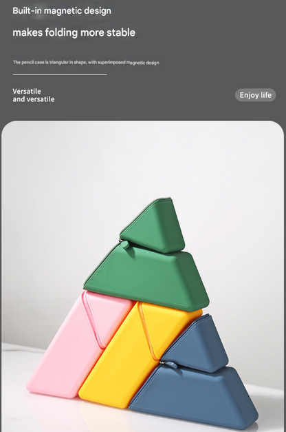 Dark Blue Transforming Silicone Pencil Case - Stand-Up Pen Holder & Stationery Organizer