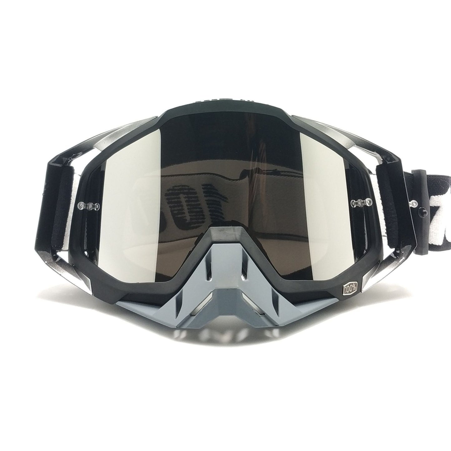 Grey Frame With Mercury Flakes Motocross Goggles - Durable Off-Road Motorcycle Riding Eye Protection with Lens