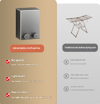 Black Retractable Stainless Steel Clothesline - 4.2m Indoor and Outdoor Drying Solution