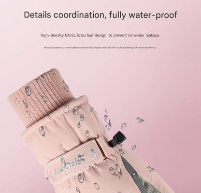 Women's Pink Top-Rated Waterproof Touchscreen Ski Gloves - Fleece-Lined for Men & Women