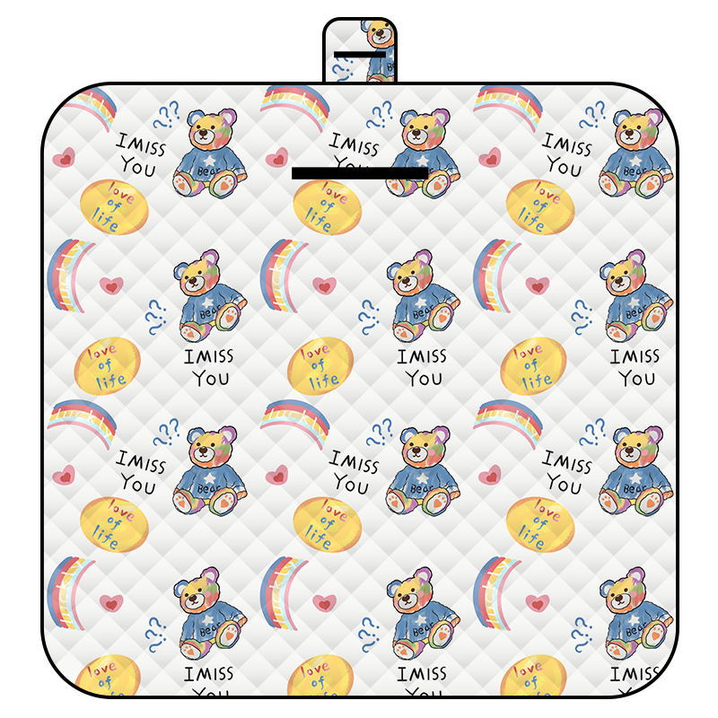 Rainbow Bear Thick Waterproof Foldable Picnic Mat - 150x200cm for Camping & Beach