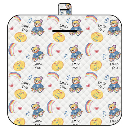 Rainbow Bear Thick Waterproof Foldable Picnic Mat - 150x200cm for Camping & Beach