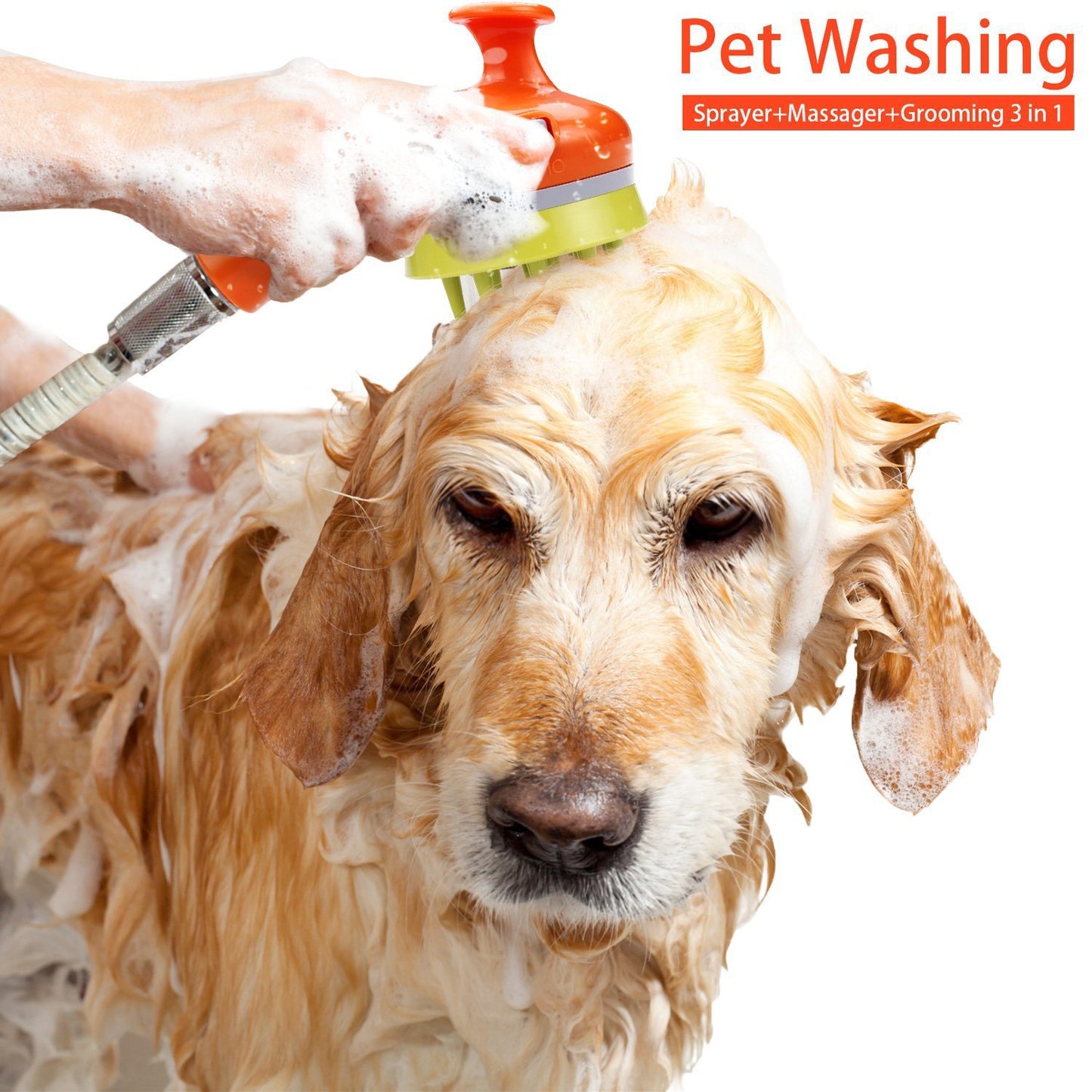 White Ultimate Pet Bathing Showerhead - Dog-Friendly Pressure-Boost Spray with Foamer