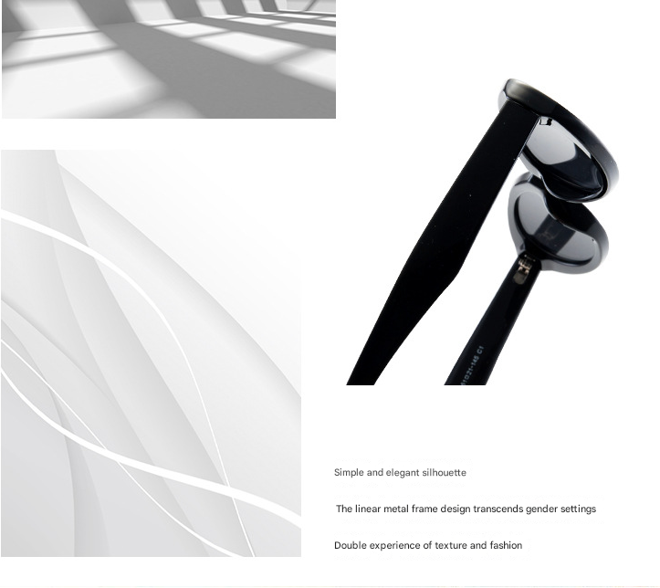 2PCS Black Green Texture Retro Oval Cat-Eye Sunglasses - Chic Influencer-Style Shades