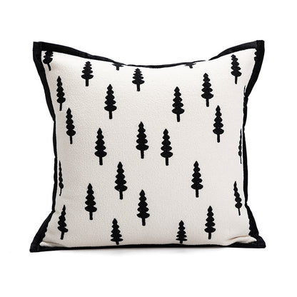 45*45cm Trees Triangle Elegant Two-Piece INS-Style Jacquard Pillow Covers - Black & White Sofa Decor
