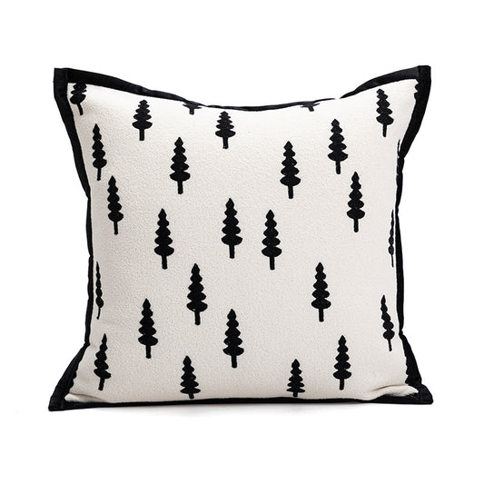 45*45cm Trees Triangle Elegant Two-Piece INS-Style Jacquard Pillow Covers - Black & White Sofa Decor