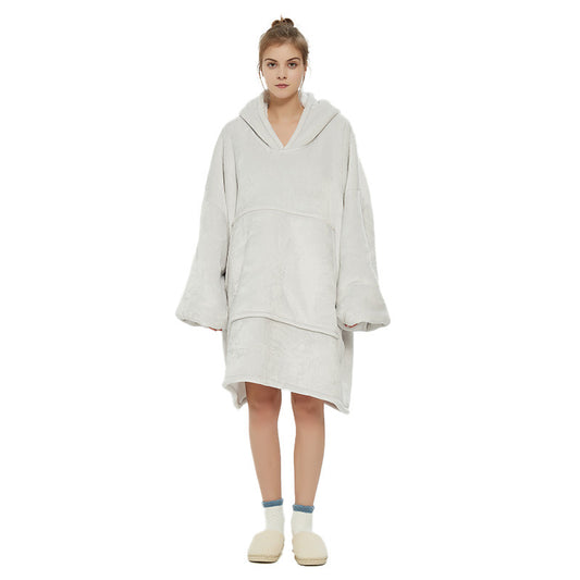 White Oversized Wearable Blanket Hoodie - Ultra Soft & Cozy Snuggle Pullover for Adults