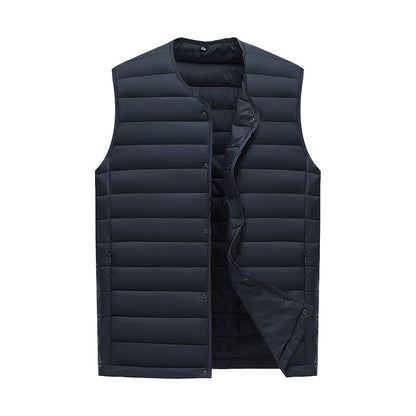 S Navy Blue Men's Lightweight Quilted Puffer Vest - Ideal Sleeveless Jacket for Winter Layering