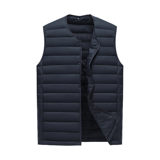 S Navy Blue Men's Lightweight Quilted Puffer Vest - Ideal Sleeveless Jacket for Winter Layering