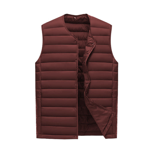 S Wine Red Men's Lightweight Quilted Puffer Vest - Ideal Sleeveless Jacket for Winter Layering