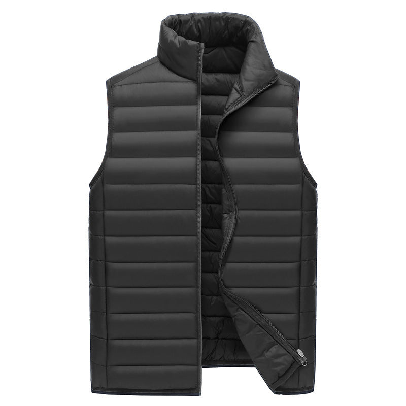 S Black Men's Lightweight Puffer Vest - Stand Collar Quilted Sleeveless Jacket for Winter