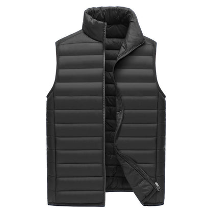 S Black Men's Lightweight Puffer Vest - Stand Collar Quilted Sleeveless Jacket for Winter