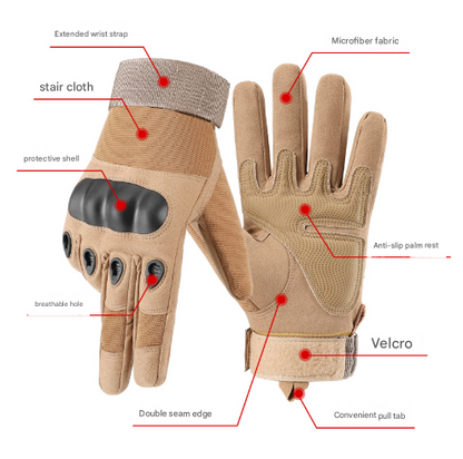 M Black Hard Knuckle Tactical Gloves - Full-Finger Protective Gear for Motorcycle, Cycling & Outdoor Sports