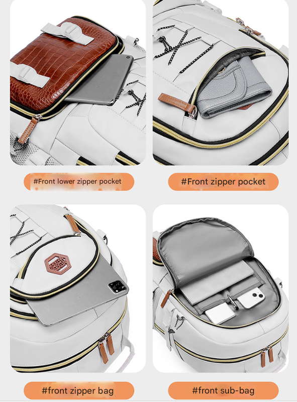 Black Stylish Large Capacity Backpack - Water-Resistant Oxford Rucksack for Travel, School & Daily Use