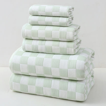 Light Green Ultra-Soft 100% Cotton Gauze 6-Piece Towel Set | Absorbent & Quick-Dry Bath Towel