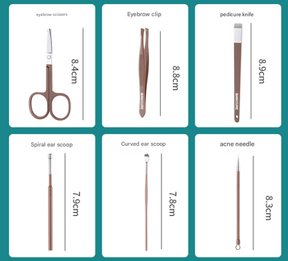 Coffee Professional 13-Piece Manicure & Pedicure Set - Anti-Splash Carbon Steel Nail Clippers Kit with Compact Drawer Organizer