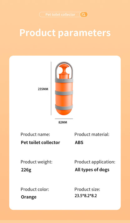Orange and grey Hygienic Portable Dog Pooper Scooper with Integrated Bag Dispenser - Effortless Pet Waste Cleanup