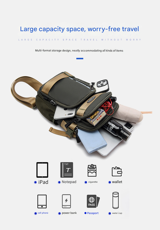 Black Stylish Multi-Functional Men's Chest Bag - Lightweight Crossbody Sling Pack