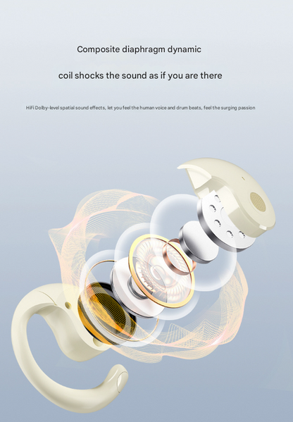 Black WG-05 New OWS Bone Conduction Bluetooth Earphones with AI Translation - Non-In-Ear Sports Design