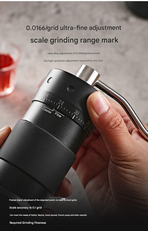 Grey Premium 7-Star Manual Coffee Grinder - Portable Bean Mil(R50pro)