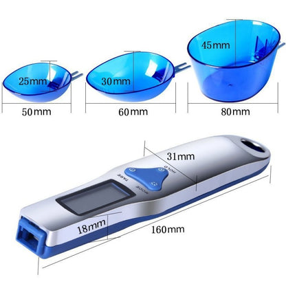 Blue High Precision Digital Spoon Scale - Electronic Measuring Scoop with 3 Heads for Kitchen & Baking(500g)
