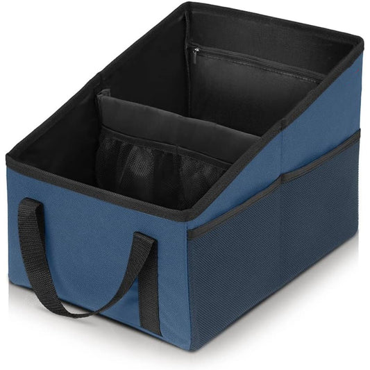 3-piece Blue Car Trunk Storage Box - Large Capacity Oxford Cloth Foldable Car Seat Organizer