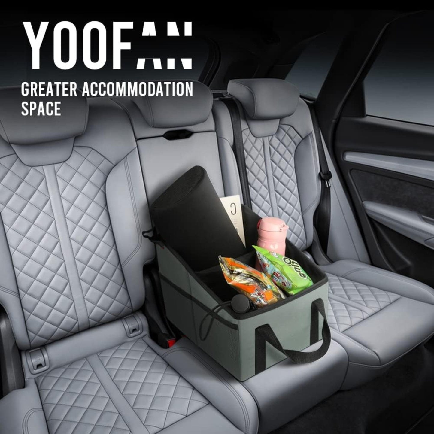 3-piece Blue Car Trunk Storage Box - Large Capacity Oxford Cloth Foldable Car Seat Organizer