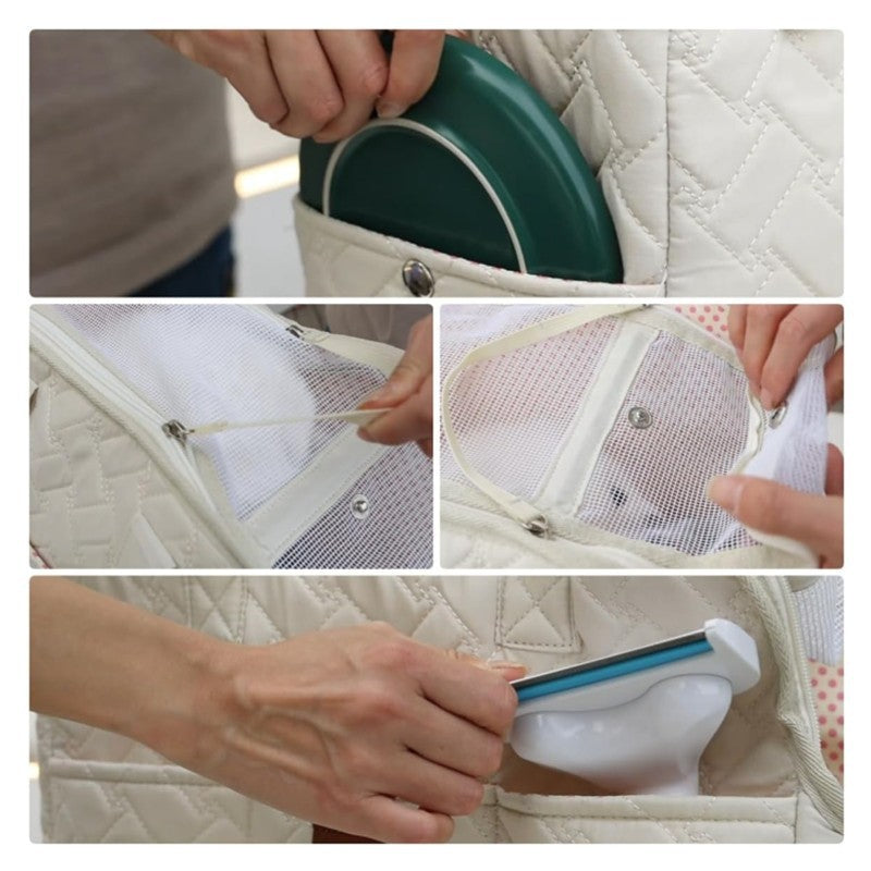 Grey Fashionable Pet Carrier Bag - Stylish Handbag for Cats and Small Dogs