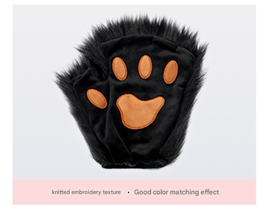 Dark grey Halloween Furry Fox Costume Set - Plush Mask, Ears Headband, Tail, and Paws for Cosplay