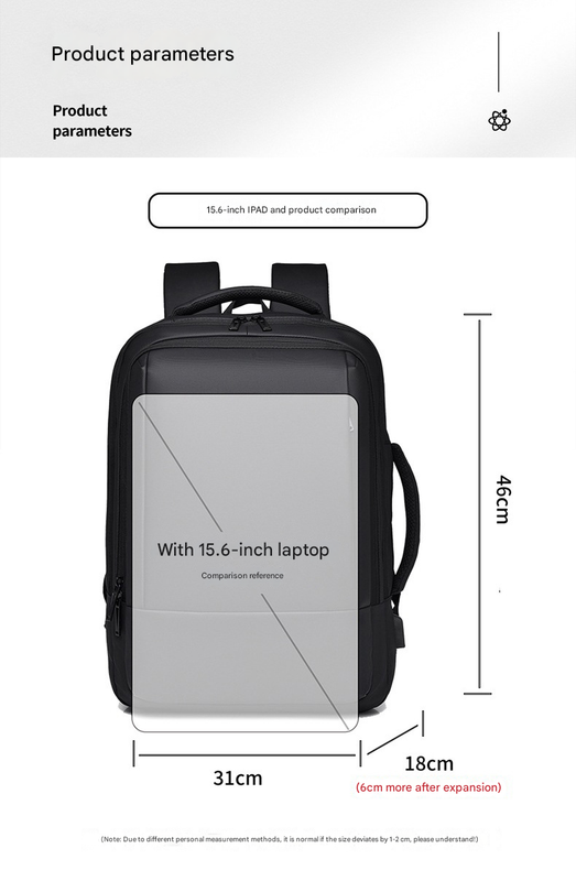 Green Expandable Business Laptop Backpack with USB Charging Port - Large Capacity Work & Travel Bag for 15.6 Inch Laptops