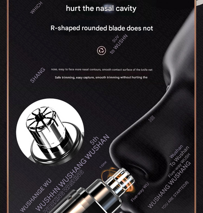 Black Painless Electric Nose & Ear Hair Trimmer - USB-C Rechargeable Grooming Tool with LED Battery Display for Men and Women