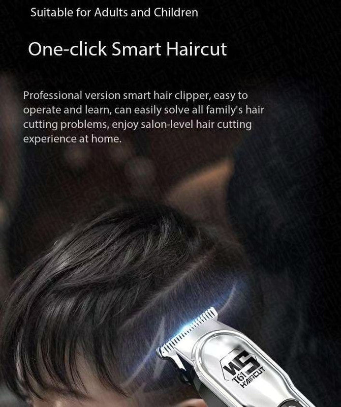 Silver Professional Cordless Hair Clippers - USB Rechargeable Trimmer with LED Display for Barbers & Home Grooming